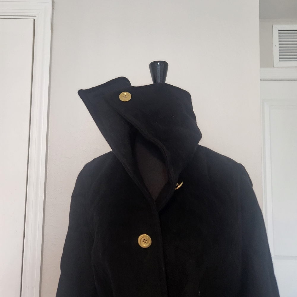 Coach Black Trench Coat with Gold Buttons - Picture 4 of 11